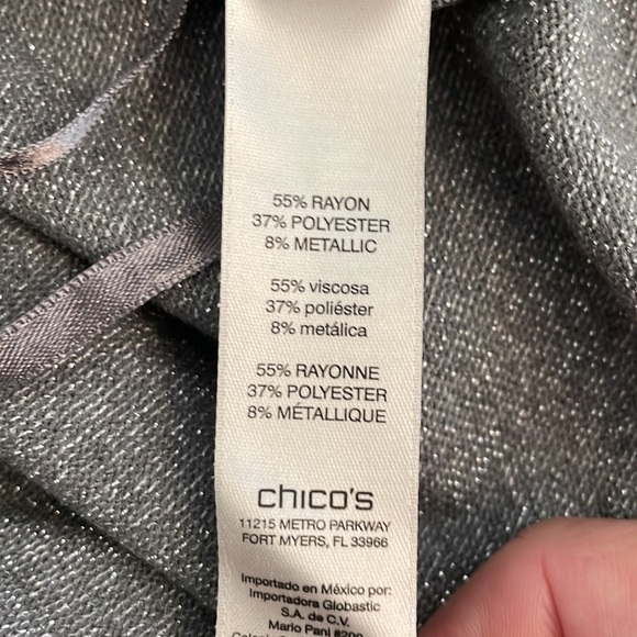 Chico’s Women’s Long Sleeve Glittery Silver Crewneck Blouse XL - Picture 6 of 7